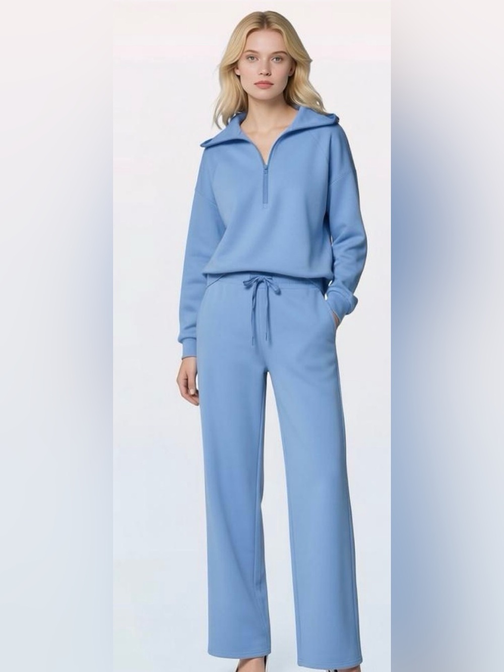 Women's Light Blue Wide-Leg Lounge Pants - Unbranded size M